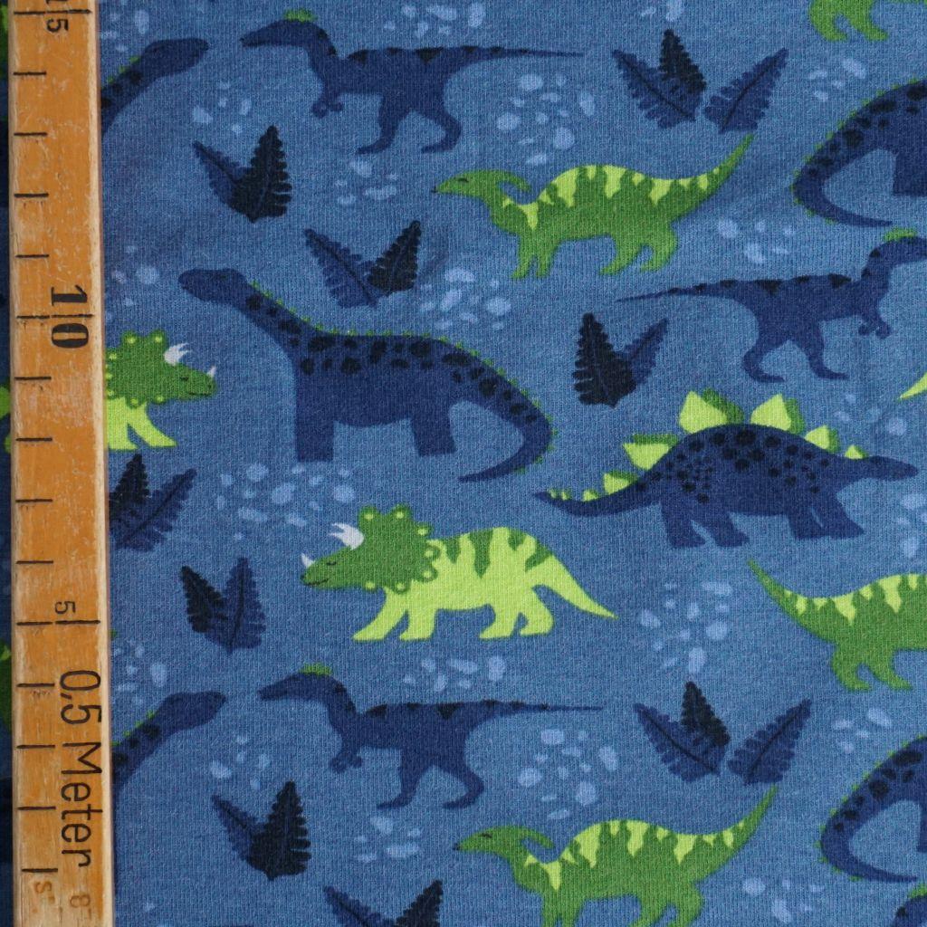 Baumwolljersey Dinos blau grün